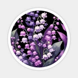 Pink Lily of The Valley on Black Magnet